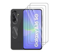 Pcircb [3+2 Pièces Verre Trempé Compatible avec Samsung Galaxy A36 5G vitre protection, 3pcs protection écran et 2pcs Caméra Arrière Protecteur, 9H Dureté, HD, Sans Bulles