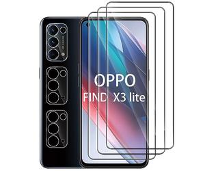 Pcircb [3+3 Pièces] Verre Trempé Compatible avec Oppofind x3 lite vitre protection, 3pcs protection écran et 3pcs Caméra Arrière Protecteur, 9H Dureté, HD, Sans Bulles, pour Oppo find x3 lite