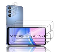 Pcircb [3+3 Pièces Verre Trempé Compatible avec Samsung Galaxy A15 5G vitre protection, 3pcs protection écran et 3pcs Caméra Arrière Protecteur, 9H Dureté, HD, Sans Bulles
