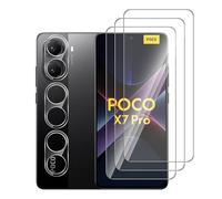 Pcircb [3+3 Pièces Verre Trempé Compatible avec Xiaomi POCO X7 Pro 5G vitre protection, 3pcs protection écran et 3pcs Caméra Arrière Protecteur, 9H Dureté, HD, Sans Bulles
