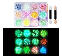 pclapora 12 Couleurs Lumineuse Paillettes Gel, Paillettes Visage Festival, Effet Fluorescent, Visage Maquillage Festival, pour Corps, Cheveux, Mascarade, Halloween, Fête, Noël