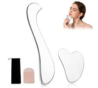 pclapora 2 Pièces Gua Sha Visage, Guas Shas Inoxydable, Massage Visages Multifonction, Outil de Massage Facial avec Sac, Gua Sha Corps, pour Le Visage, Les Yeux, Cou, Corps