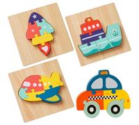 pclapora 4 Pièces Puzzles en Bois pour Enfants, Montessori Jouet Bebe, Puzzle Bois Éducation Jouets, Puzzle à Encastrements, pour 1 2 3 4 Ans Garçon Fille Anniversaire Noël Cadeau