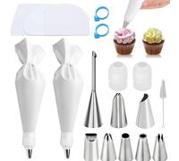 pclapora Poche a Douille Patisserie, Poche à Douille Premium en Coton avec 8 Douilles en Inox, Kit Accessoire Patisserie, pour Décoration de Cupcake, Muffins Gâteaux, Cookies, Pâtisseries