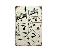 PCMOAUDB Feeling Lucky Seven DiceWall Decor Art Metal Tin Poster Modern Bar Decorations30 x 20 cm
