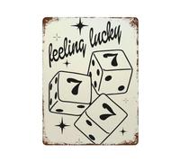 PCMOAUDB Feeling Lucky Seven DiceWall Decor Art Metal Tin Poster Modern Bar Decorations40 x 30 cm