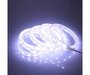 pcning 5M IP68 LED Ruban12V 5050 Kit avec Adaptateur 220V 230V, Bandeau LED Etanche 12 Volt 5 Meters Blanc Froid 6000K (Blanc froid, 5)