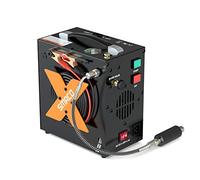 PCP Compresseur d'air Portable Haute Pression, Station de Remplissage de Bouteilles de Plongée Pompe électrique Sans Huile/Arrêt Automatique, Alimenté par 12V DC ou 110V-220V AC