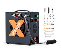 PCP Compresseur d'air Portable Haute Pression, Station de Remplissage de Bouteilles de Plongée Pompe électrique Sans Huile/Arrêt Automatique, Alimenté par 12V DC ou 110V-220V AC