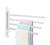 Pcscevcr Porte-serviettes pivotant en acier inoxydable avec crochets, barres simples pour cuisine, salle de bain, toilettes (blanc, 4 rails)
