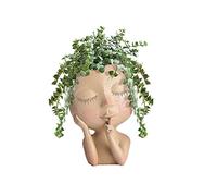 Pcscevcr Pot de Fleurs en résine pour Plantes Grasses, Vase créatif tête Humaine, Pot de Fleurs Moderne avec Trou de Drainage, pour décoration de la Maison et du Jardin (Marron Clair)