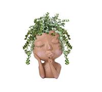 Pcscevcr Pot de fleurs en résine pour plantes grasses, vase créatif tête humaine, pot de fleurs moderne avec trou de drainage, pour la décoration de la maison et du jardin