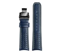 PctkeLsend Bracelet de montre en cuir véritable 22/23 mm à extrémités incurvées, compatible avec les modèles CITIZEN Blue Angel AT8020-54L/8020-03L/JY8078(Blue YEl Bk hook,22mm)