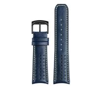 PctkeLsend Bracelet de montre en cuir véritable 22/23 mm à extrémités incurvées, compatible avec les modèles CITIZEN Blue Angel AT8020-54L/8020-03L/JY8078(Blue YEl Bk pin,23mm)