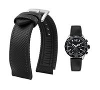 PctkeLsend Bracelet de montre étanche en toile et caoutchouc for homme, 19-24 mm, compatible avec Breitling, Omega, IWC, Citizen, TUDOR et Hamilton(Black black silver A,23mm)