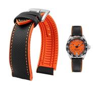 PctkeLsend Bracelet de montre étanche en toile et caoutchouc for homme, 19-24 mm, compatible avec Breitling, Omega, IWC, Citizen, TUDOR et Hamilton(Black Orange silverA,21mm)