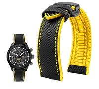PctkeLsend Bracelet de montre étanche en toile et caoutchouc for homme, 19-24 mm, compatible avec Breitling, Omega, IWC, Citizen, TUDOR et Hamilton(Black Yellow BlackB,19mm)