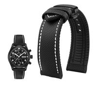 PctkeLsend Bracelet de montre étanche en toile et caoutchouc for homme, 19-24 mm, compatible avec Breitling, Omega, IWC, Citizen, TUDOR et Hamilton(Black White BlackB,23mm)
