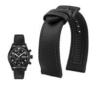 PctkeLsend Bracelet de montre étanche en toile et caoutchouc for homme, 19-24 mm, compatible avec Breitling, Omega, IWC, Citizen, TUDOR et Hamilton(Black black BlackA,19mm)