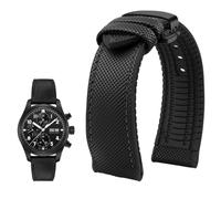 PctkeLsend Bracelet de montre étanche en toile et caoutchouc for homme, 19-24 mm, compatible avec Breitling, Omega, IWC, Citizen, TUDOR et Hamilton(Black black BlackB,24mm)