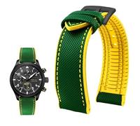PctkeLsend Bracelet de montre étanche en toile et caoutchouc for homme, 19-24 mm, compatible avec Breitling, Omega, IWC, Citizen, TUDOR et Hamilton(Green Yellow BlackA,22mm)