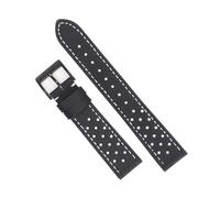 PctkeLsend Bracelet de montre Rally Quick Release 18-22 mm en toile de voile et cuir durable(Black white line 2,18mm)