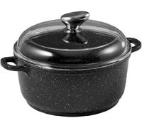 Pcui001011 - Faitout Fonte D'aluminium Premium Ø24cm,Couvercle Verre - Revêtement Anti-Adhésif Façon Pierre - Poignée Amovible - Tout Feu,Noir