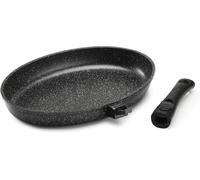 Pcui001023 - Poêle À Poisson En Fonte D'aluminium Premium 35x4,5cm - Revêtement Anti-Adhésif Façon Pierre - Manche Amovible - Tout Feu,Noir
