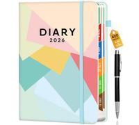 Pcuntslo Agenda académique 2026 - Format A5 - 400 pages - Semainier de janvier à décembre 2026 - Agenda scolaire - 6 pages par semaine - Pour l'école - Géométrie