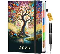 Pcuntslo Agenda académique 2026, format A5, 400 pages, semainier, de janvier à décembre 2026, pour étudiant, enseignant, 6 pages par semaine, carnet de rendez-vous pour l'école (arbre saisonnier)