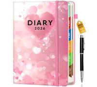 Pcuntslo Agenda académique 2026, format A5, 400 pages, semainier, de janvier à décembre 2026, pour étudiant, enseignant, 6 pages par semaine, carnet de rendez-vous pour l'école (rose Love)