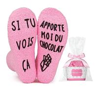 Pcuntslo Chaussette Fantaisie Humour Personnalisé, Chaussette Rose Chaude Hiver Imprimé Lettres pour Femme Maman, Cadeau Chocolat Cupcake pour Saint-valentin Noël Fête des Mères Anniversaire(Pink-1)