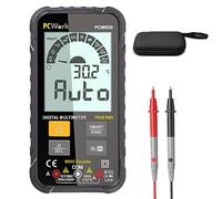 PCWork Mini multimètre numérique PCW02B - Grand écran - True RMS - Gamme automatique - 6000 compteurs - CAT 3 600 V - Testeur de tension - Testeur de continuité - Testeur de phase - Testeur de courant