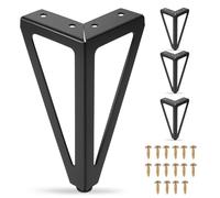 PCXWTLN Lot de 4 pieds de meubles de rechange, en métal, avec vis, 15 cm de haut, pieds de table, pieds d'armoire, lit pour chaises, armoires, armoires, tables basses, noir mat