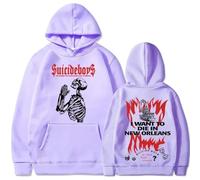 PCYFBEKL Nouveau Sweat à Capuche 2D Suicide Boy Portant Une Capuche, Je Veux Mourir à la Nouvelle-Orléans, Sweat à Capuche Super Tendance Tendances de la Mode Homme