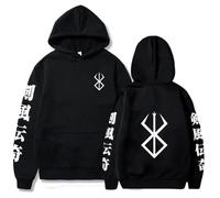 PCYFBEKL Sweat à Capuche imprimé Berserk pour Homme et Femme, Style Harajuku, Style Hip-hop, Ample, surdimensionné, Collection automne-hiver-3XL