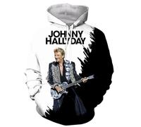 PCYFBEKL Sweat à Capuche Johnny Hallyday, imprimé en 3D, surdimensionné, pour Homme et Enfant-L