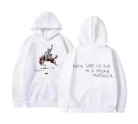 PCYFBEKL Sweat à Capuche surdimensionné en Polaire pour Homme et Femme, Style Rappeur Hip-hop Bad Bunny Nadie Sabe Lo Que Va A Pasar Demain