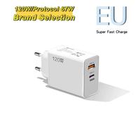 Pd 120w Chargeur Rapide Usb Type C 6a Charge Rapide 3.0 Adaptateur De Téléphone Portable Câble De Charge Rapide Pour Iphone Samsung Xiaomi Huawei Only Eu Plug