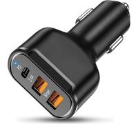 Pd+ 2.4a Type-c Dual Usb Car Charger 30w Adapter Charging Universal Application 2.4a for Mobile Phone Tablet Black