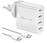 PD 3.0 Chargeur Rapide 48 W USB C 4 Ports Compatible avec iPhone 15/14/13/12, Se, İpad, Samsung Galaxy, Huawei, Xiaomi, Adaptateur d'alimentation, USB A et Type C