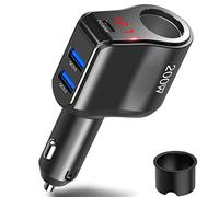 PD 30 W Prise de Chargeur Allume Cigare de Voiture: Qidoe 200 W 12 V USB C Double QC 3.0 Port Rapide Charge Adaptateur Prise Allume Cigare avec voltmètre pour iPhone iPad,Samsung Galaxy Huawei
