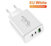 PD 60W USB chargeur 3 Ports Type C charge rapide adaptateur de chargeur de téléphone pour iPhone Xiaomi Samsung Huawei ue/US prise chargeur mural EU White