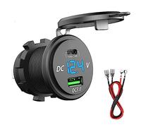 PD Chargeur Rapide USB C Voiture type C et QC3.0 Chargeur 12V / 24V QC 3.0 64 W Prise Chargeur USB Coquille en Aluminium en Métal pour Voiture Aarine Moto Bateau Caravane