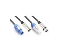 PD Connex ADP10 Câble combiné pour enceintes actives 10 mètres - câble combiné avec alimentation et signal audio Noir