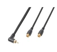 PD Connex Câble Audio Cordon 1 x RCA Mâle Coudé/2x RCA Femelle - 0,3m - Idéal pour Relier votre Ordinateur Portable, votre TV, Tablette, Smartphone… Noir