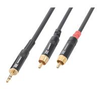 PD Connex câble audio cordon jack 3,5 mâle stéréo / 2 x rca mâle - 6m - Idéal pour relier votre table de mixage Noir