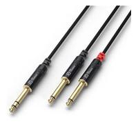 PD Connex Câble Audio Cordon Jack 6,35 Mâle Stéréo/2x Jack 6,35 Mâle - 1,5m Noir
