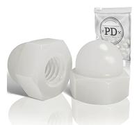 PD® Ecrou Borgne M5 (DIN 1587) | Ecrou Hexagonal en PA Nylon | Pour Vis, Boulons et Tiges Filetés | Plastique Blanc | Capuchons de Protection | 50 Pièces