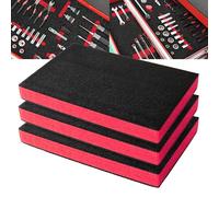 PD Mousse pour Boîte à Outils, 45,7x30,4x5cm (Noir/Rouge, Lot de 3) | Inserts en Polyéthylène pour Étuis et Caisses à Outils